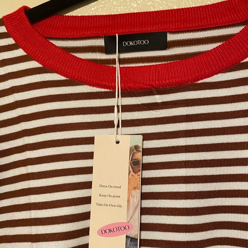 Dokotoo Striped Red and Brown Men's Tank Top Size S - Picture 7 of 9